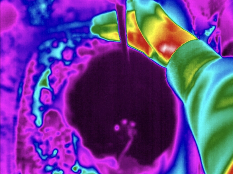Effects of running water on thermal imaging